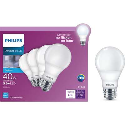 4PK 40W A19MED LED BULB