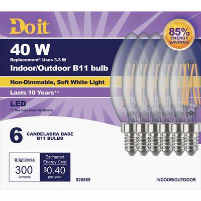 6pk 40w B11 E12 Led Bulb