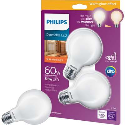 2PK 60W G25 FRS LED BULB