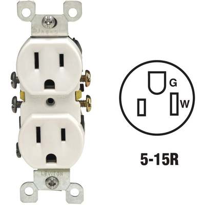 15A WHT DUPLEX OUTLET