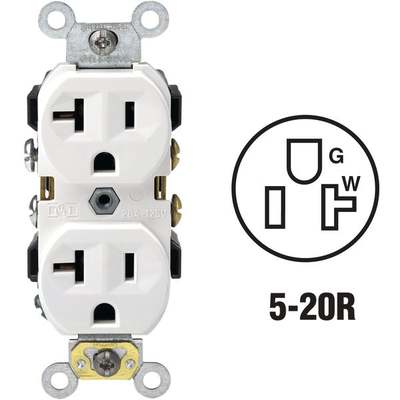 20A GRND OUTLET-WHITE