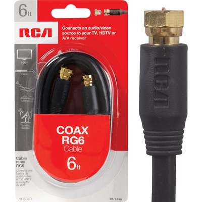 CABLE COAX RG6 6' BLACK