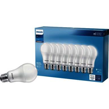 8PK 100W A19 DL LED BULB
