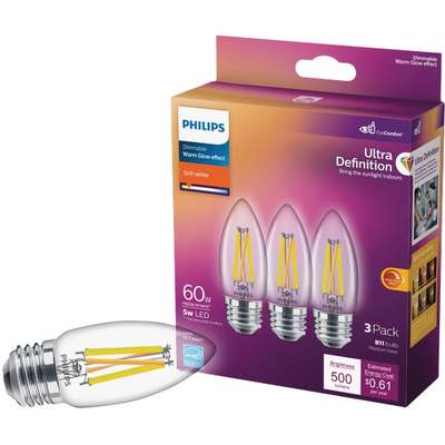 3pk 60w B11 Wg Led Bulb