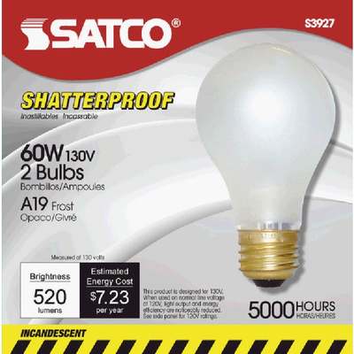 2PK 60W ROUGH SERV BULB