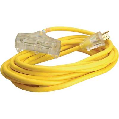 CORD EXT 25' 12-3 YELLOW LIGHTED