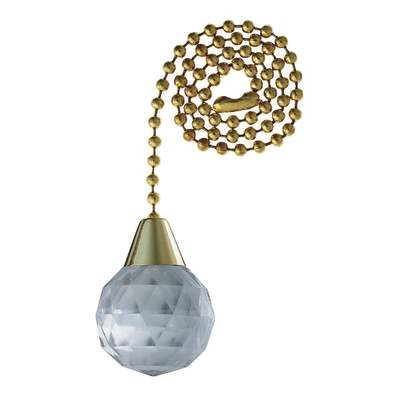 Westinghouse 12 In. Polished Brass Pull Chain with Clear Prismatic Sphere Ornament