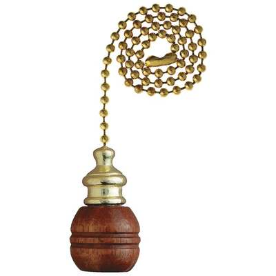 Westinghouse 12 In. Polished Brass Pull Chain with Sculptured Walnut Ball Ornament