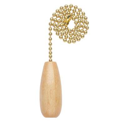 Westinghouse 12 In. Polished Brass Pull Chain with Wood Knob Ornament
