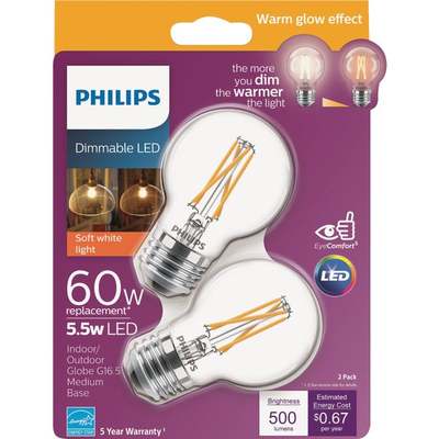 2PK 60W G16.5MD LED BULB