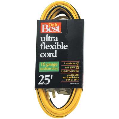 EXT CORD - 16/3 YELLOW / 25'