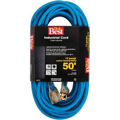 50' 12/3 Blue Ext Cord