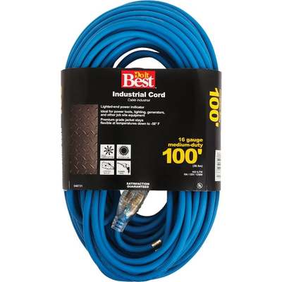 CORD EXT 100'16-3 OUTD BLUE DIB