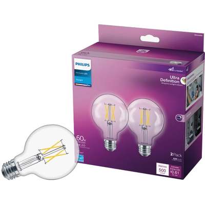 2PK 60W G25 DL LED BULB