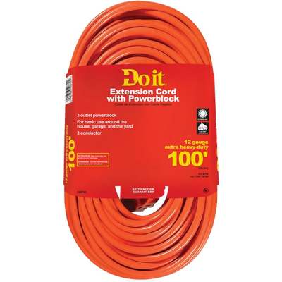 EXT CORD - 12/3 DIB 3OUT / 100'