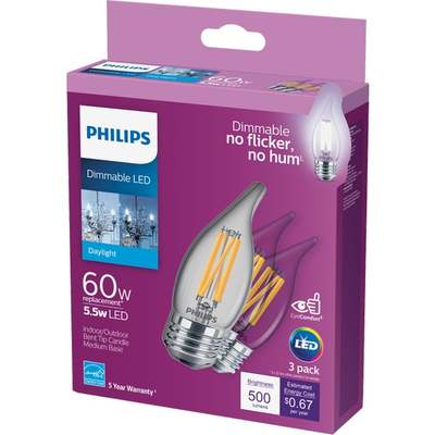 3PK 60W BA11 DL LED BULB