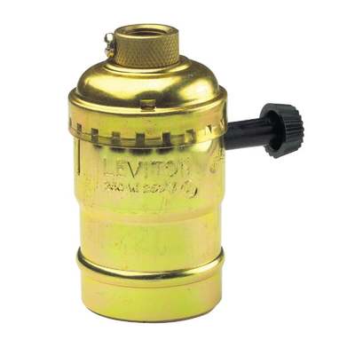 Leviton Turn-Knob Medium Base Brass Lamp Socket