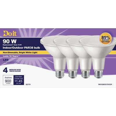 Do it 90W Equivalent Bright White PAR38 Medium LED Floodlight Light Bulb (4-Pack)
