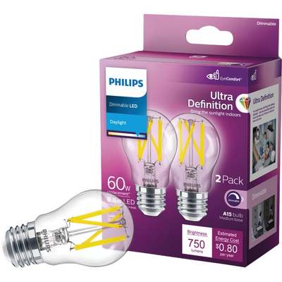 2PK 60W CLR A15 LED BULB