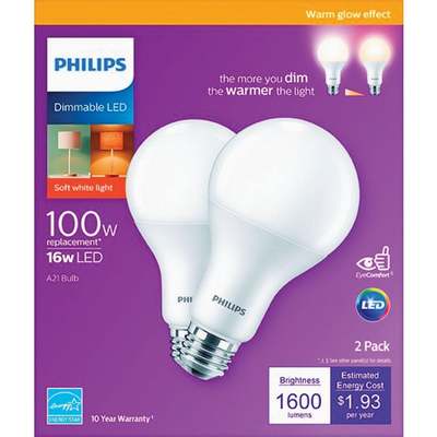 2PK 100W A21 WG LED BULB