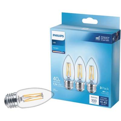 3PK 40W B11LED MED BULB