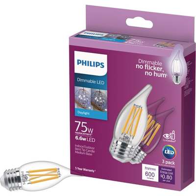 3PK 6.6W MED DL LED BULB