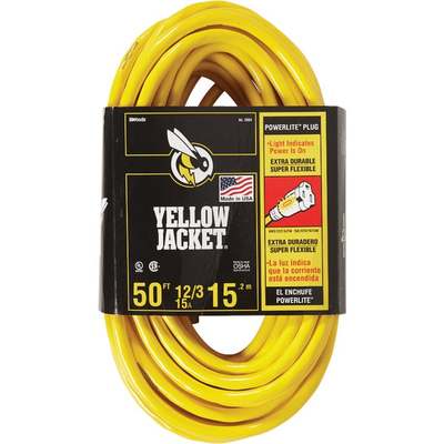CORD EXT 50'YELLOW 12/3 LIGHTED