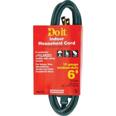 CORD EXT 6"16-2 GREEN CUBE TAP