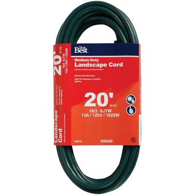 CORD EXT 20' 16-3 GREEN