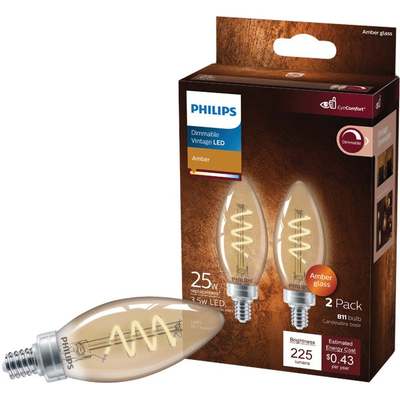 2pk 25w B11 Amb Led Bulb