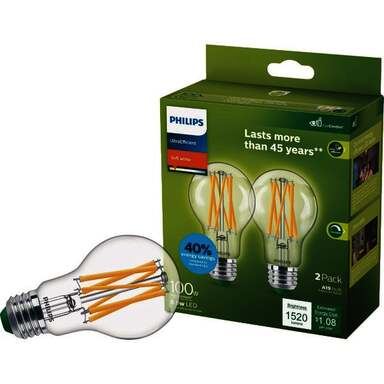 2PK 100WA19 SWCL LEDBULB