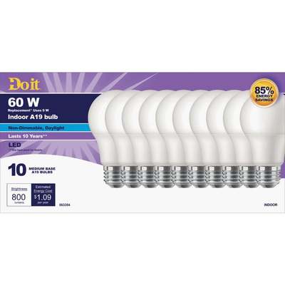 Do it 60W Equivalent Daylight A19 Medium LED Light Bulb (10-Pack)