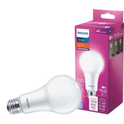 Philips 40/60/100W Equivalent Soft White A21 Medium 3-Way LED Light Bulb