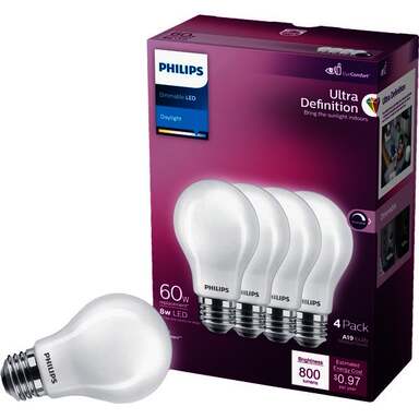 4PK 8W DL A19 LED BULB
