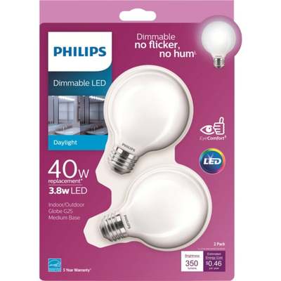 2PK 40W G25 LED BULB