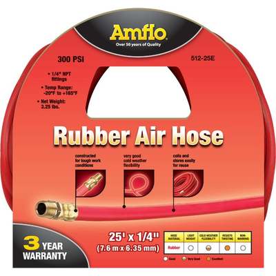 1/4"x25' Rubber Air Hose +