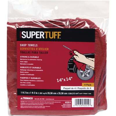 Trimaco SuperTuff 14 In. x 14 In. Red Shop Towels (4-Pack)