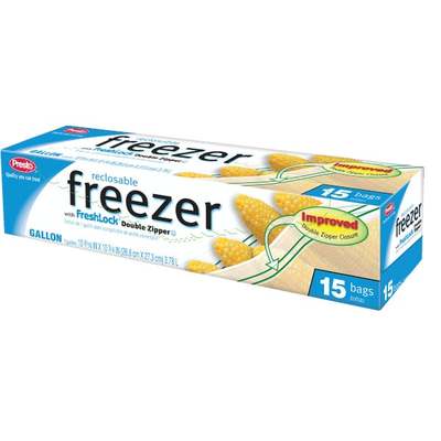 GAL RECLOSE FREEZER BAG 15CT