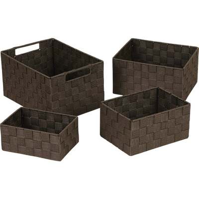 4PC BRWN STORAGE BASKET