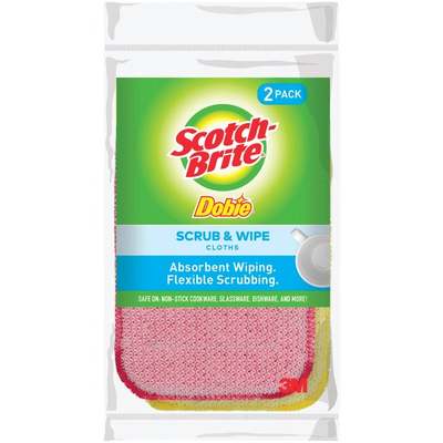 Scotch-Brite Dobie Scrub & Wipe Cloth, 5.9 In. x 3.9 In. (2-Pack)