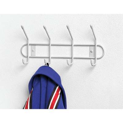 WHITE 4 HOOK RACK