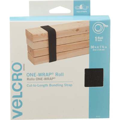 1-1/2"x30' Black Velcro Strap