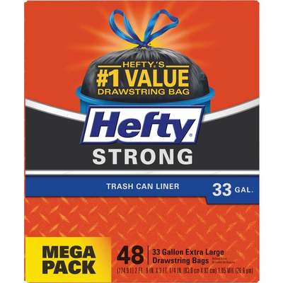 Hefty Strong 33 Gal. Extra Large Black Trash Bag (48-Count)