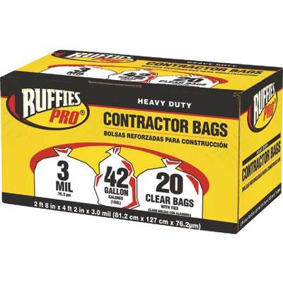 20ct 42gal Clear Contractor Bag