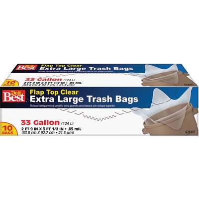 10ct 33gal Clear Trash Bag