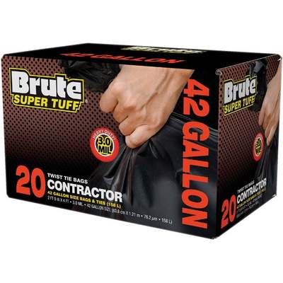 Brute Super Tuff 42 Gal. Contractor Black Trash Bag (20-Count)