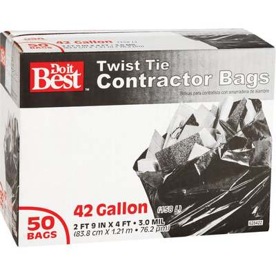 Do it Best 42 Gal. Twist Tie Contractor Black Trash Bag (50-Count)