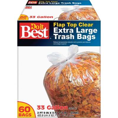 CLEAR TRASH BAGS 60CT 33GAL