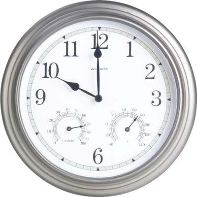 PEWTER THERM/CLOCK
