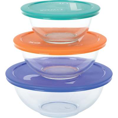 PYREX 3 BOWL SET W/LIDS